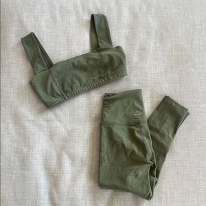 Beyond Yoga Olive Sports Bra and Capri leggings set